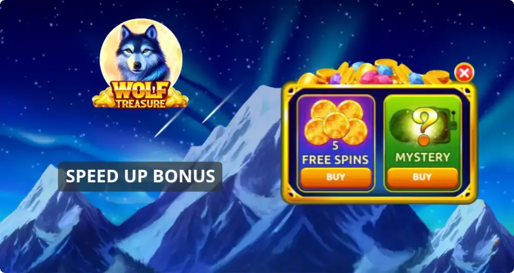 Wolf Treasure Speed Up Bonus - Free Spins and Mystery Bonus buy options